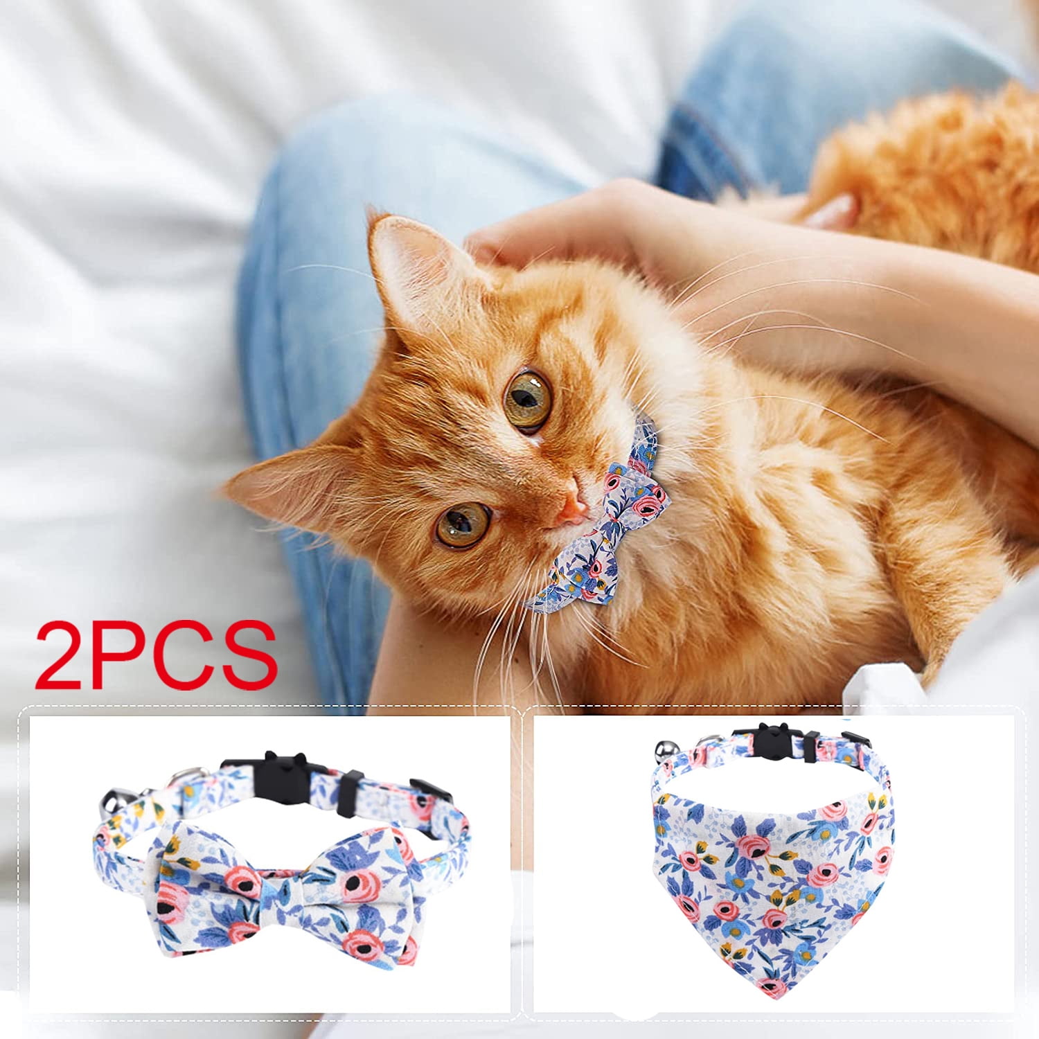 2pcs Cat Bandana Bowtie Adjustable Collar for Cats Walmart