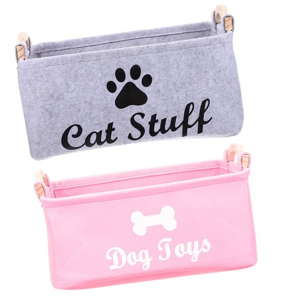 2pcs Cat Dog Toy Organizer Felt Storage Basket Cat Sundries Container