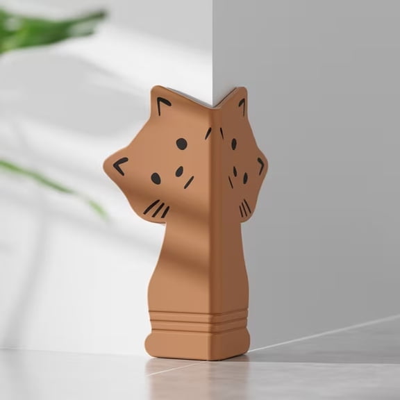 2pcs Cat Shape Skirting Protect Strip - Safety Self Adhesive Silicone Collision Pad for Table Edges & Sharp Corners - Cartoon Wall Corner Protector for Kids & Pets