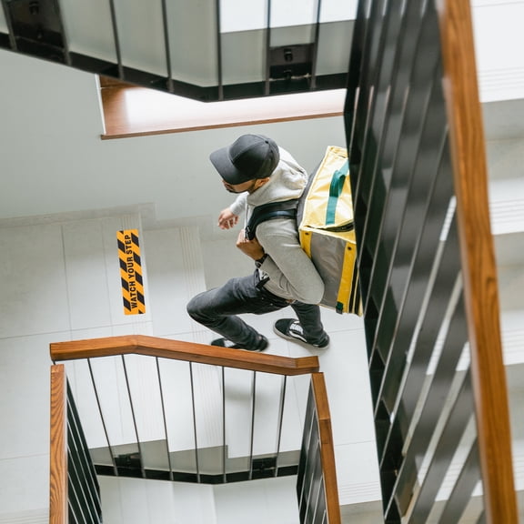 2pcs Caution Floor Sign Caution Stickers Safety Watch Your Step Stickers for Stair