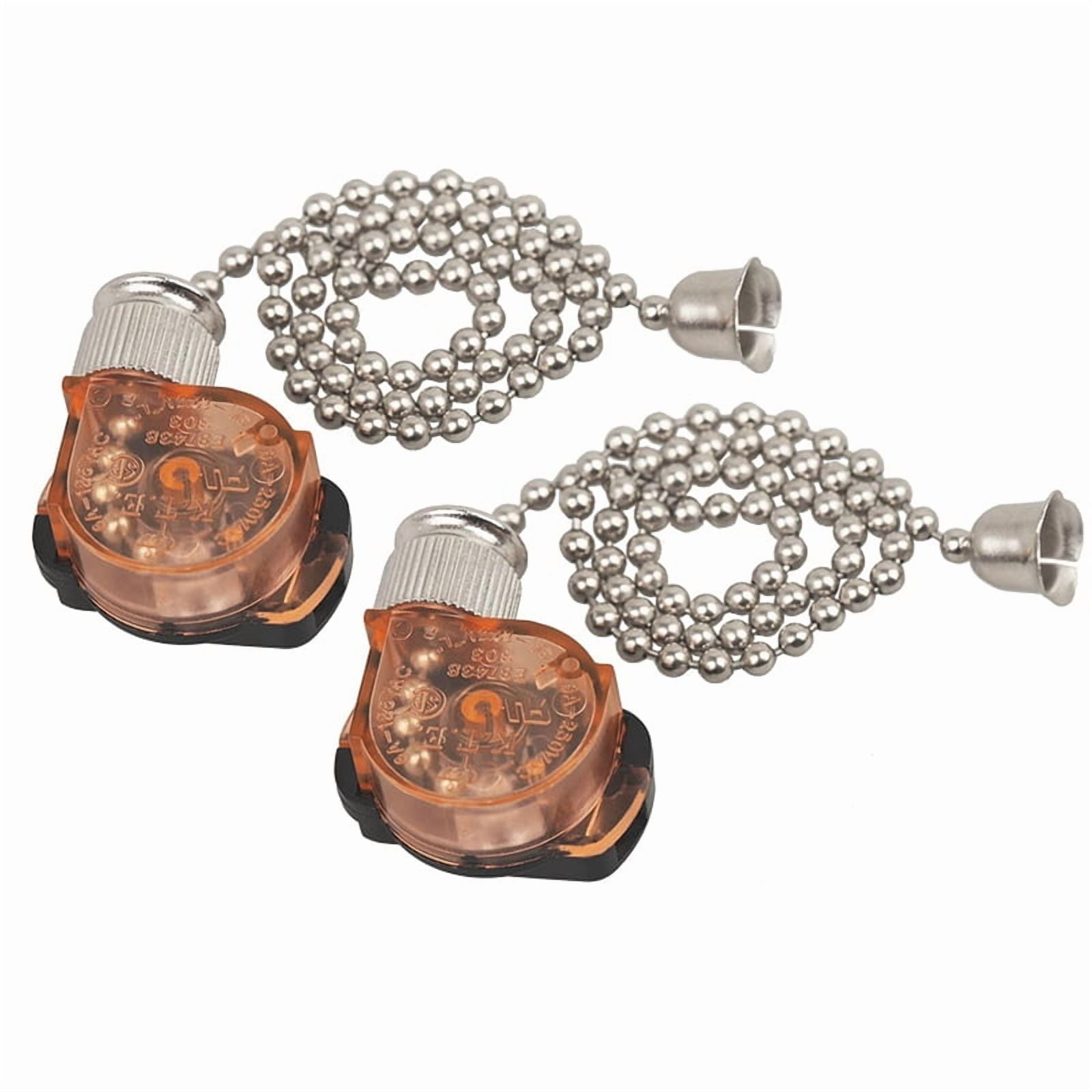 2pcs Ceiling Fan Light Switch,E87438 Fan Lamp Switch with 11in Beaded Pull  Chain,6A 125VAC, Electrical Pull Chain Switch,2pcs x Ceiling Fan Switch ..., image size:1600x1600
