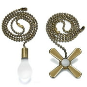 2pcs Ceiling Fan Pull Chain Set, TSV 12" Beaded Ball Extension Chains, Fan Cord Extender