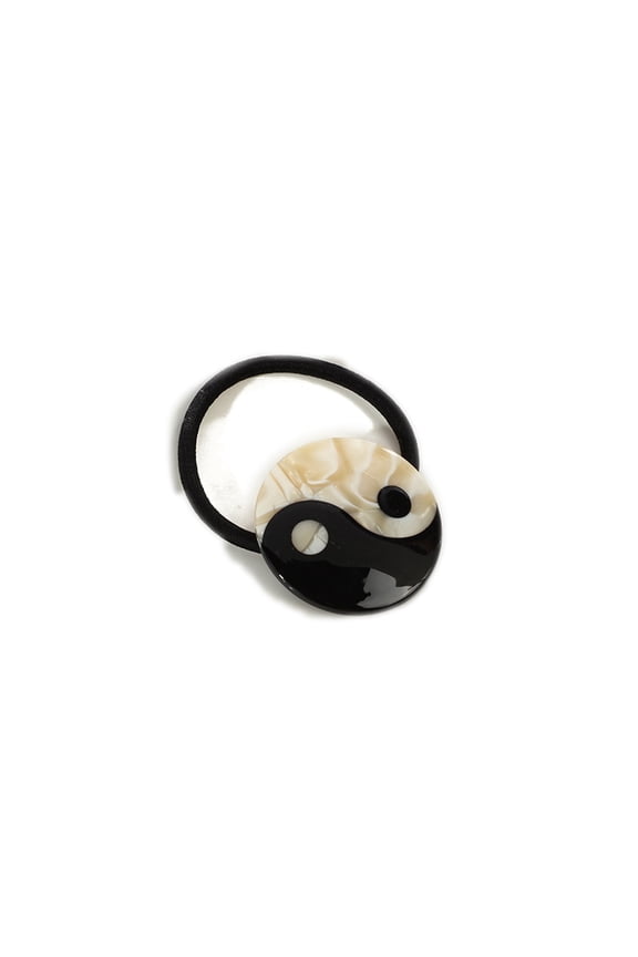 2pcs Cellulose Acetate Hair Accessories Yin-yang Pattern Scrunchie/Scrunchy Hair Ties for or Women Black 40mm