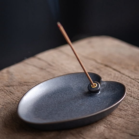 2pcs Ceramic Incense Burners Leaf Incense Stick Holders Home Office Teahouse Zen Supplies Dark Blue 100x73x15mm
