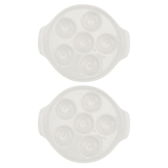 2pcs Ceramic Snail Mushroom Escargot Plate Dish 6 Holes Escargot Dish for Home Kitchen ( White )