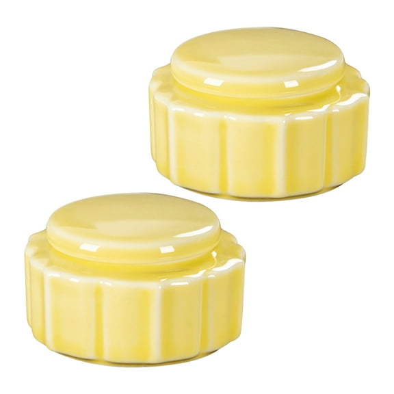 2pcs Ceramic Tea Tea Tins Salt Storage Containers Sugar Storage Jar Tea Bowl Sealed Storage Tank Can for Home Kitchen Yellow