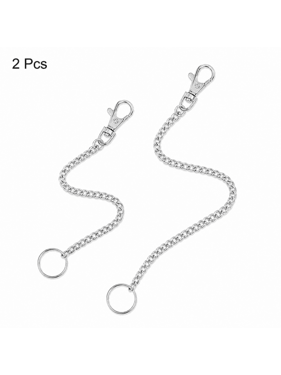 2pcs Chain Belt Set, Wallet Chain, Pants Chain, Pocket Chain with Keyring for Pants Belt Jeans Wallets and keys