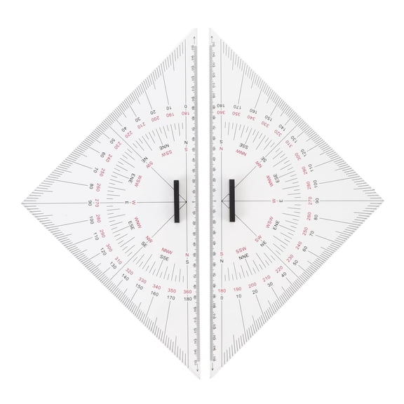 2pcs Chart Drawing Triangle Ruler Acrylic Navigation Plotting Kit 11.81in