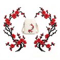 thumbnail image 1 of 2pcs Cherry Blossom Iron Patch, Artrylin Iron On Blossom Plum Applique Patch Embroidery Flower Vines, Appliques DIY Trim for Jeans Garment Cos, for Hats, Shirts, Shoes, Jeans, Bags (Red), 1 of 6