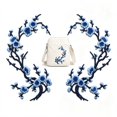 thumbnail image 1 of 2pcs Cherry Blossom Iron On Patches, Artrylin Embroidered Flower Applique Patches for Jackets, Backpacks, Jeans, Dresses, Hats & DIY Clothing Repair and Decoration (Blue), 1 of 4