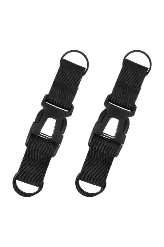 2Pcs Portable Black Backpack Chest Strap with Durable Webbing and Zinc Alloy Three-Ring Buckle