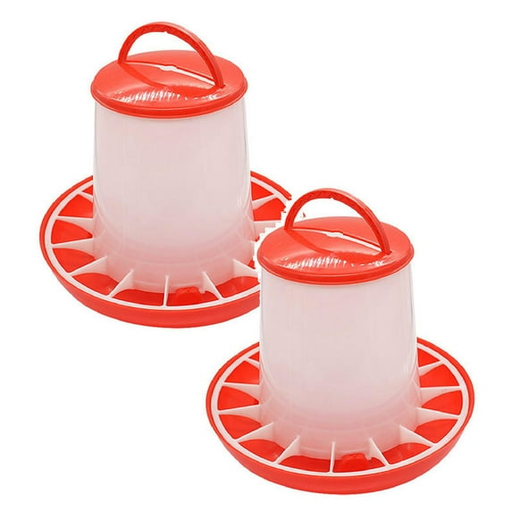 2pcs Chick Feeder , Poultry Feeder (Red and White)