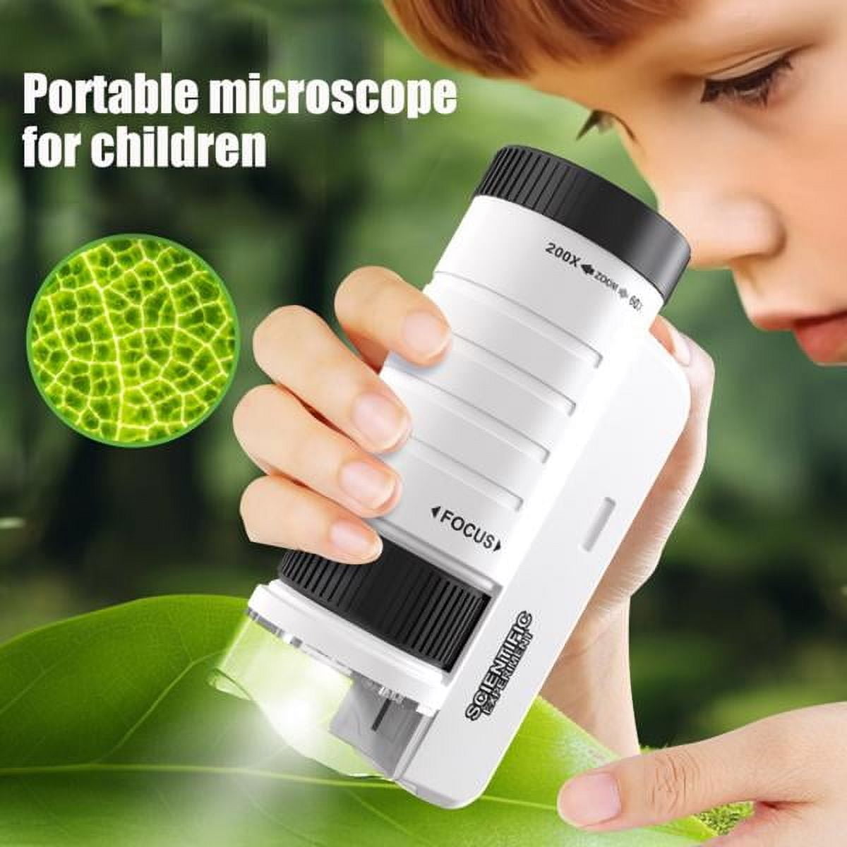 2pcs Children's handheld microscope Optical HD portable microscope, microscope with LED light, biological education science experiment toy gift.(black)