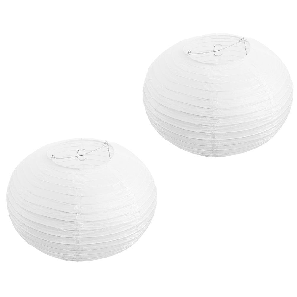 2pcs Chinese Paper Lanterns Lampshade White Foldable Lampshades Decorative Round Paper Lanterns ...