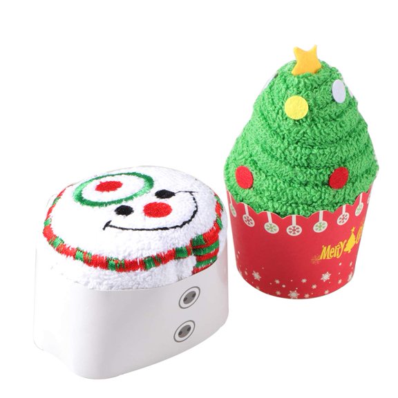 2pcs Christmas Cotton Towels Cartoon Xmas Tree Snowman Face Washcloth Towel for Kids Adults Home Bathroom Kitchen Supply