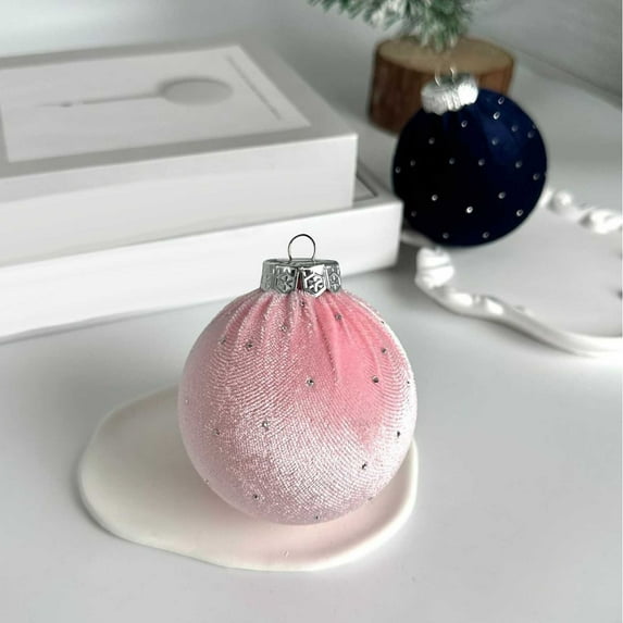 2pcs Christmas Decorations Kitchen Decor Velvet Balls Ornaments 1pcs 3.15-Inch For Christmas Tree Baby Shower Girls First Christmas Decorations Birthday Party Gifts