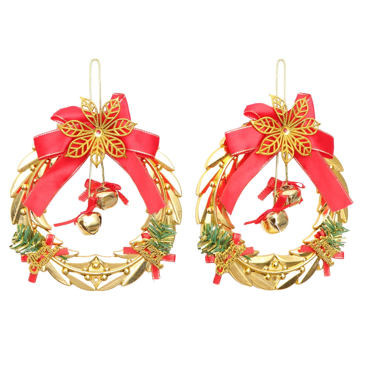 2pcs Christmas Door Hanging Ornaments Ring Bell Adornments Wall Hanging