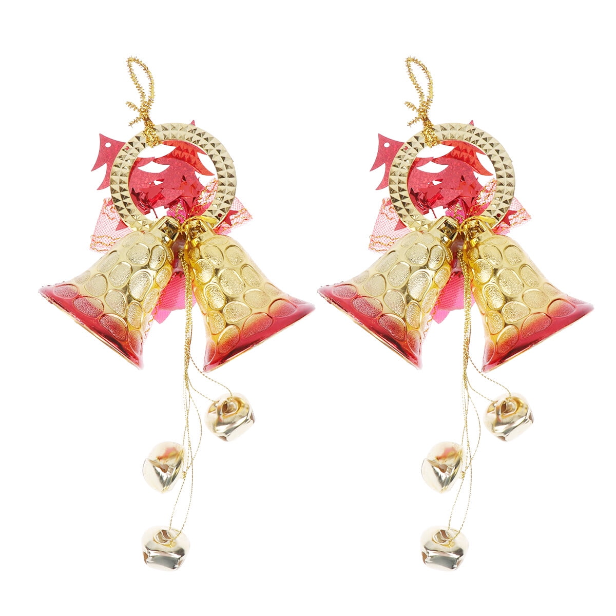 2pcs Christmas Door Hanging Ornaments Ring Bell Adornments Wall Hanging