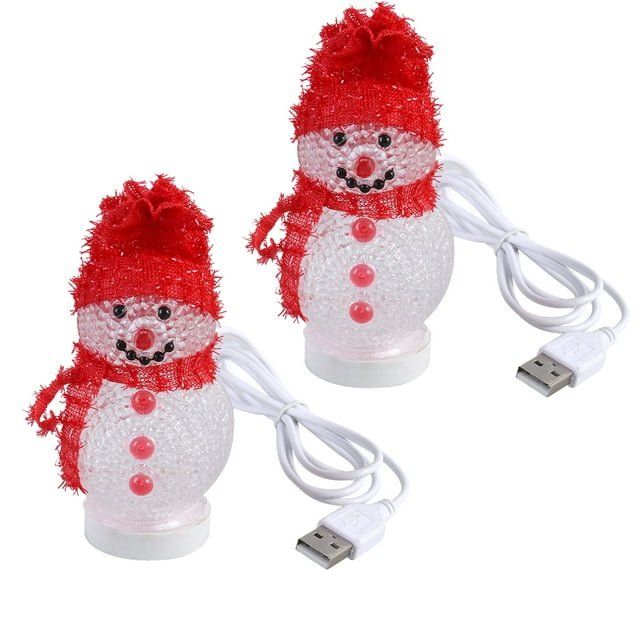 2pcs Christmas LED Light Desktop Snowman Lamp Bedside Decorative Light