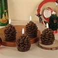 thumbnail image 1 of 2pcs  Pinecone LED Candles - Battery-Operated Flameless Flickering Lights, Easter Christmas Decor for Tree, Mantel, Tabletop & Holiday Party Atmosphere, 4in, 1 of 9