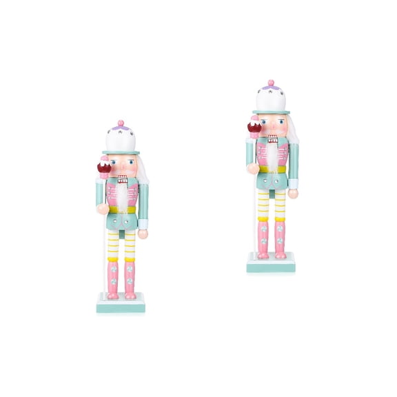 ETEREAUTY Christmas Nutcracker Figures Wooden Multi-Color Desktop Decor 2Pcs