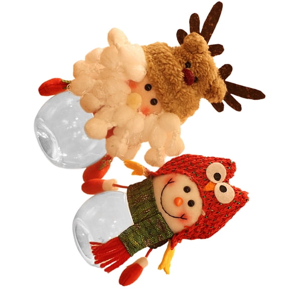 SOPOTUTU 2Pcs Plastic Christmas Candy Jar with Assorted Color Xmas Elements for Party and Home Use