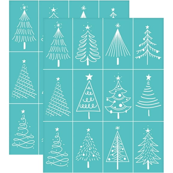 2pcs Christmas Theme Self-Adhesive Silk Screen Printing Stencil Various Tree Silk Screen Stencil Home Decor Pillow Fabric Bags - 118.7 Inch Colorful