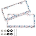 thumbnail image 1 of 2pcs Christmas Tree Penguins License Plate Frame for Car Accessories Rustproof License Plate Cover with Screws for US Vehicles 12x6 Inch（556） Home Decor, 1 of 7