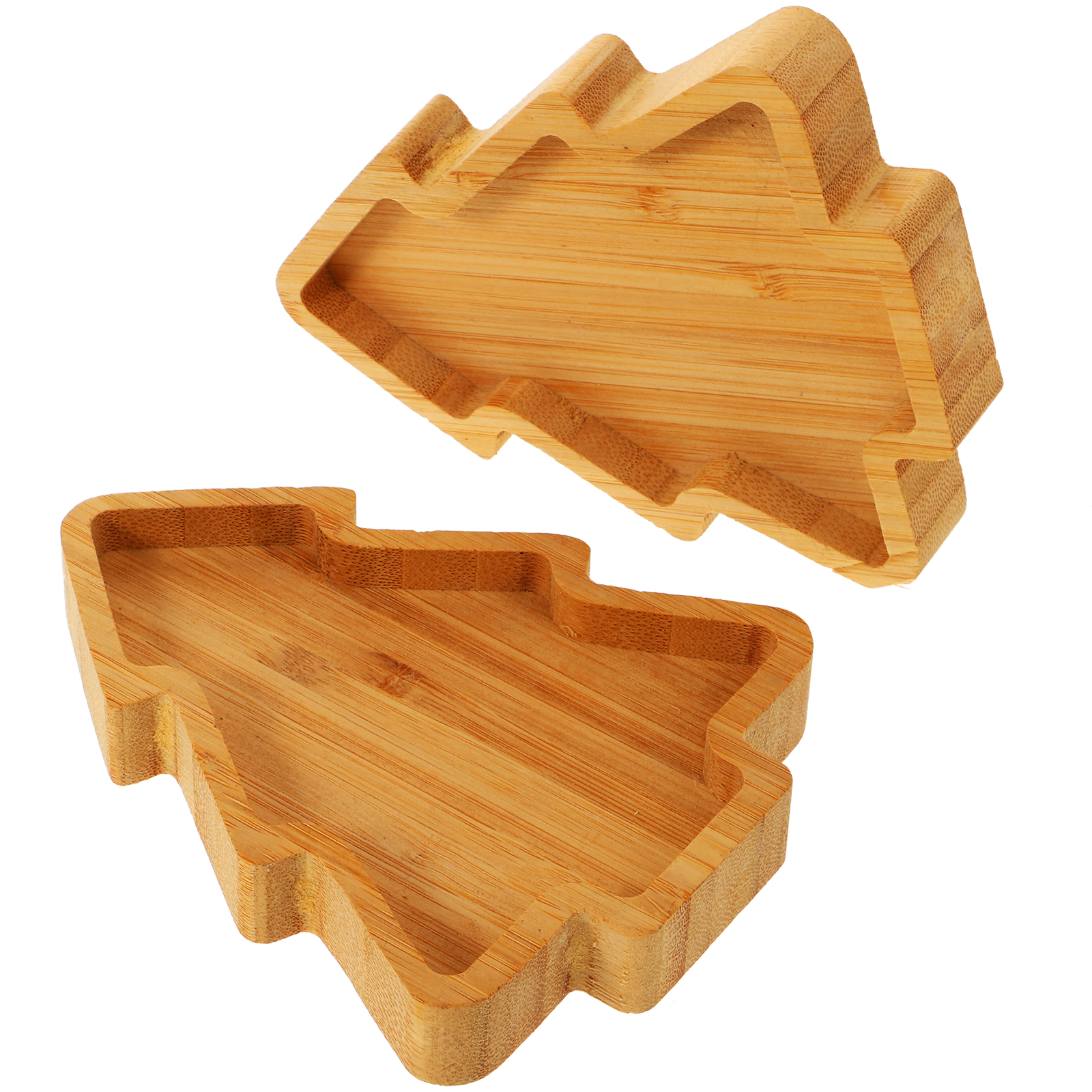 2pcs Christmas Tree Snack Tray Bamboo Fruit Serving Plate Appetizer