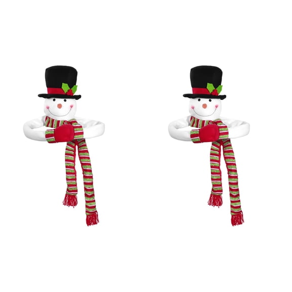 2pcs Christmas Tree Topper Snowman Hugger with Large Hat Xmas Tree Topper Holiday