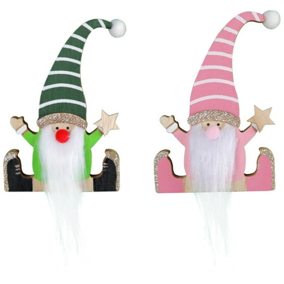 2pcs Christmas Wooden Crafts Table Centerpiece Christmas Gnome Wood Decoration for Home