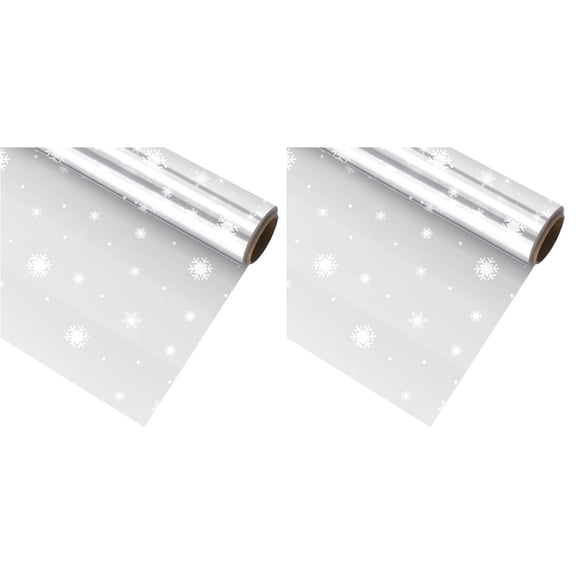 2pcs Christmas Wrap Paper Cellophane Wrap Roll, 2.5 Mil Thickness 3000x40cm, for Xmas Wrapping Flowers Packing Party Favor