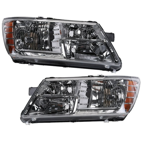 2pcs Chrome Headlight Assembly for Dodge Journey 2009-2020,(White Cover+White Frame+Yellow Sheet)(Without Wiring Harness Bulb)-Right and Left
