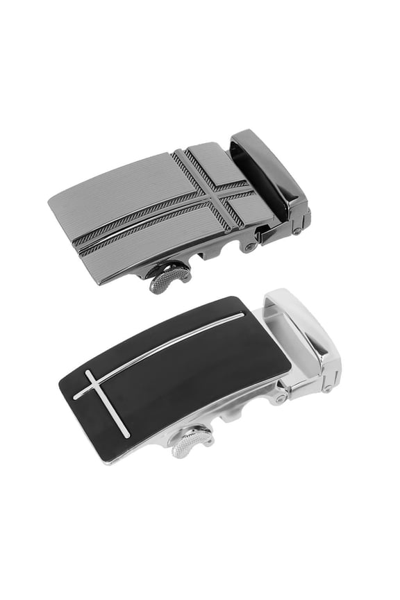 2pcs Classic Solid Buckle Automatic Ratchet Leather Belt Buckle, Size(8 x Classique