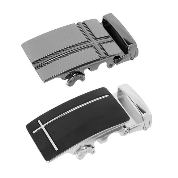 2pcs Classic Solid Buckle Automatic Ratchet Leather Belt Buckle, Size(8 x Classique