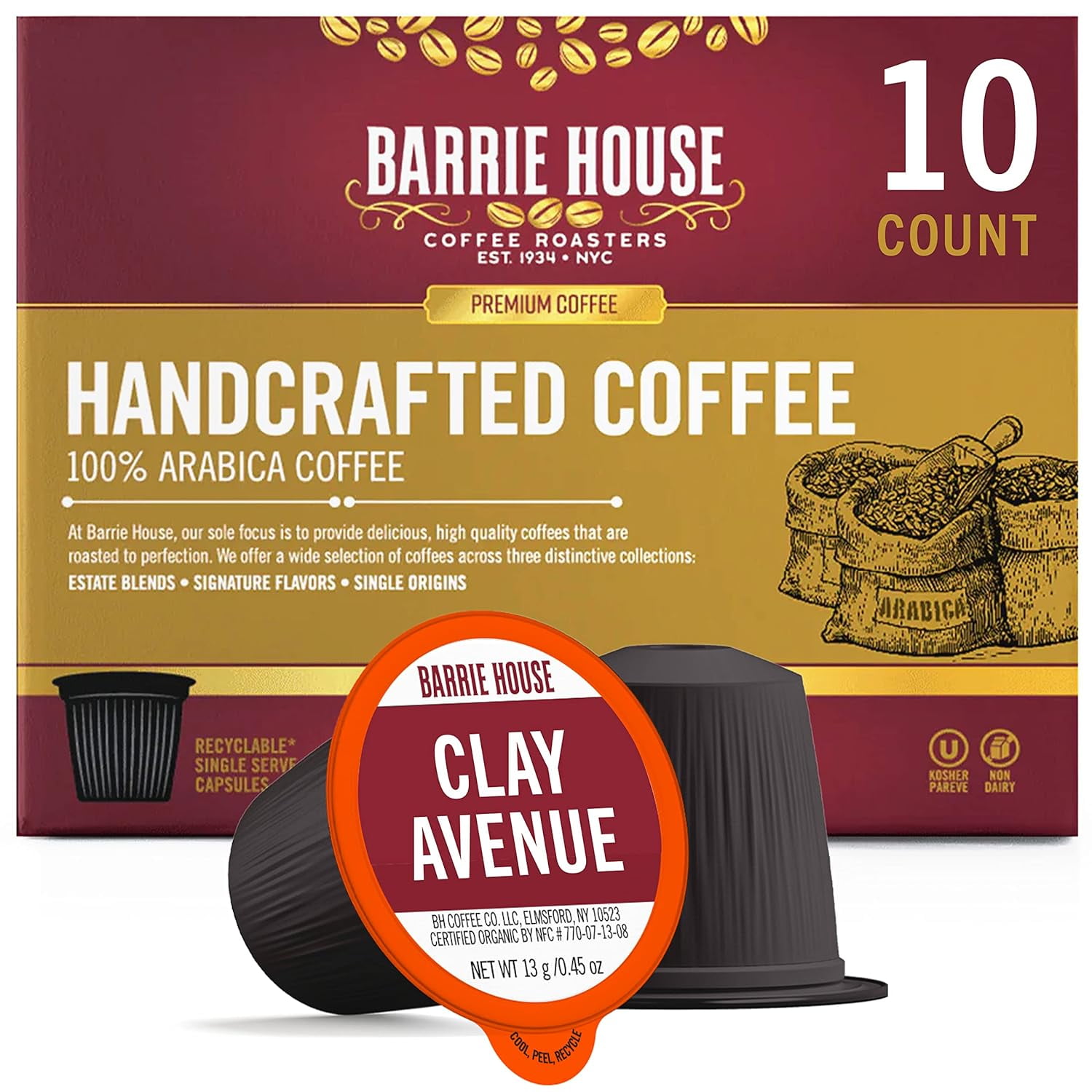 2pcs Clay Avenue Donut Shop Single Serve Coffee Pods, 10 Pack Fair