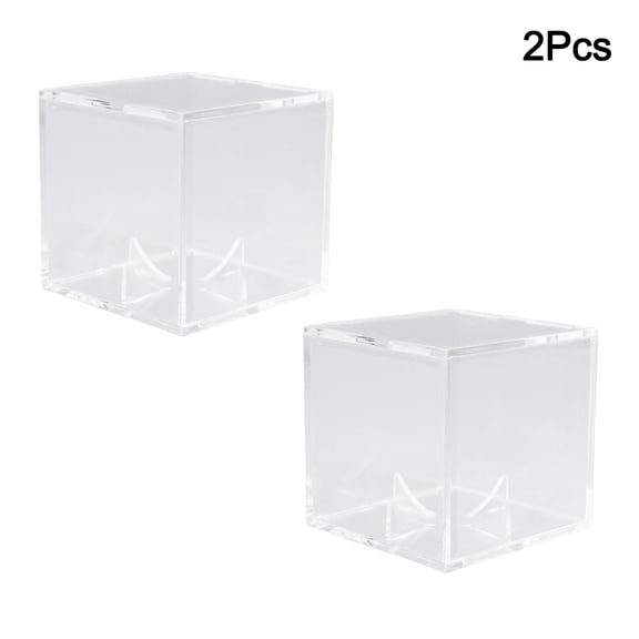 2pcs Clear Baseball Display Case for Cube Box Baseball Holder Souvenir Storage Box