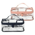 thumbnail image 1 of Unique Bargains 2pcs Clear Makeup Bags Waterproof Cosmetic Bags for Travel Zipper Makeup Pouch Pink, Navy Blue, 1 of 7