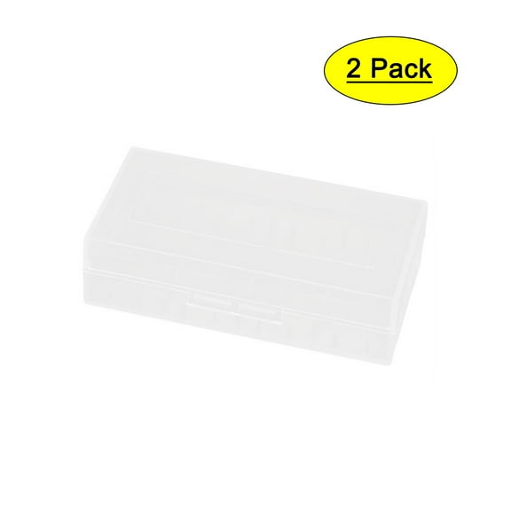 2pcs Clear Plastic Rectangle Storage Box Container Holder for 2 x 18650 Battery