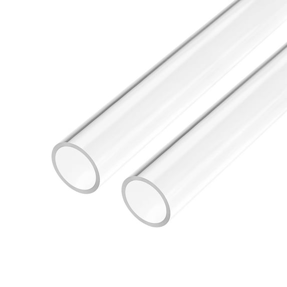2pcs Clear Rigid Acrylic Pipe 18mm ID x 22mm(7/8") OD x 0.5m(20"), 2mm(3/32") Wall Round Tube