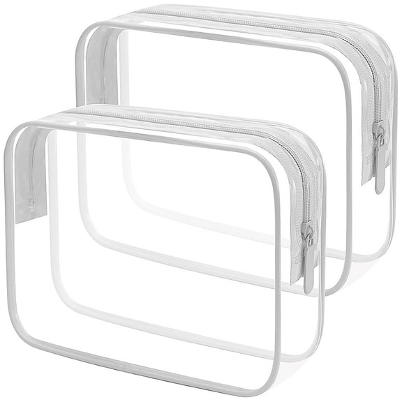 2pcs Clear Toiletry BagTravel Liquids Bag, Carry On Airport Airline Compliant Bag Quart Sized 3-1-1 Kit Luggage Pouch(Grey)