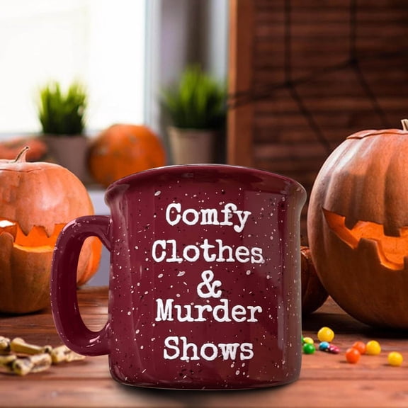2pcs Clearance 15oz Funny Coffee Mug Ceramic Cup-Clothes&Murder Shows-Unique Sarcastic Gift For Women,by Fanshiluo