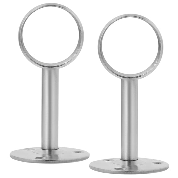 2pcs Closet Pole End Supports Socket Stainless Shower Curtain Flat Rod Rack