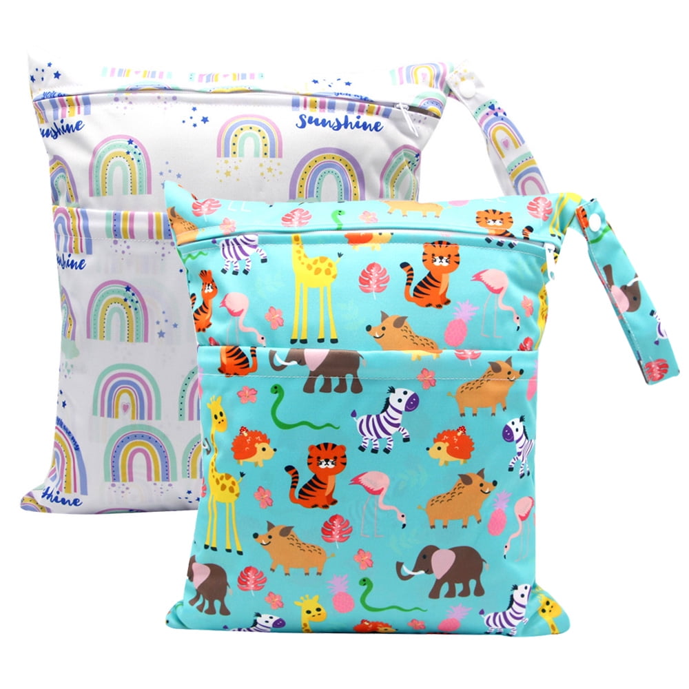2pcs Cloth Diaper Wet Dry Bags Waterproof Reusable Travel Beach Pool