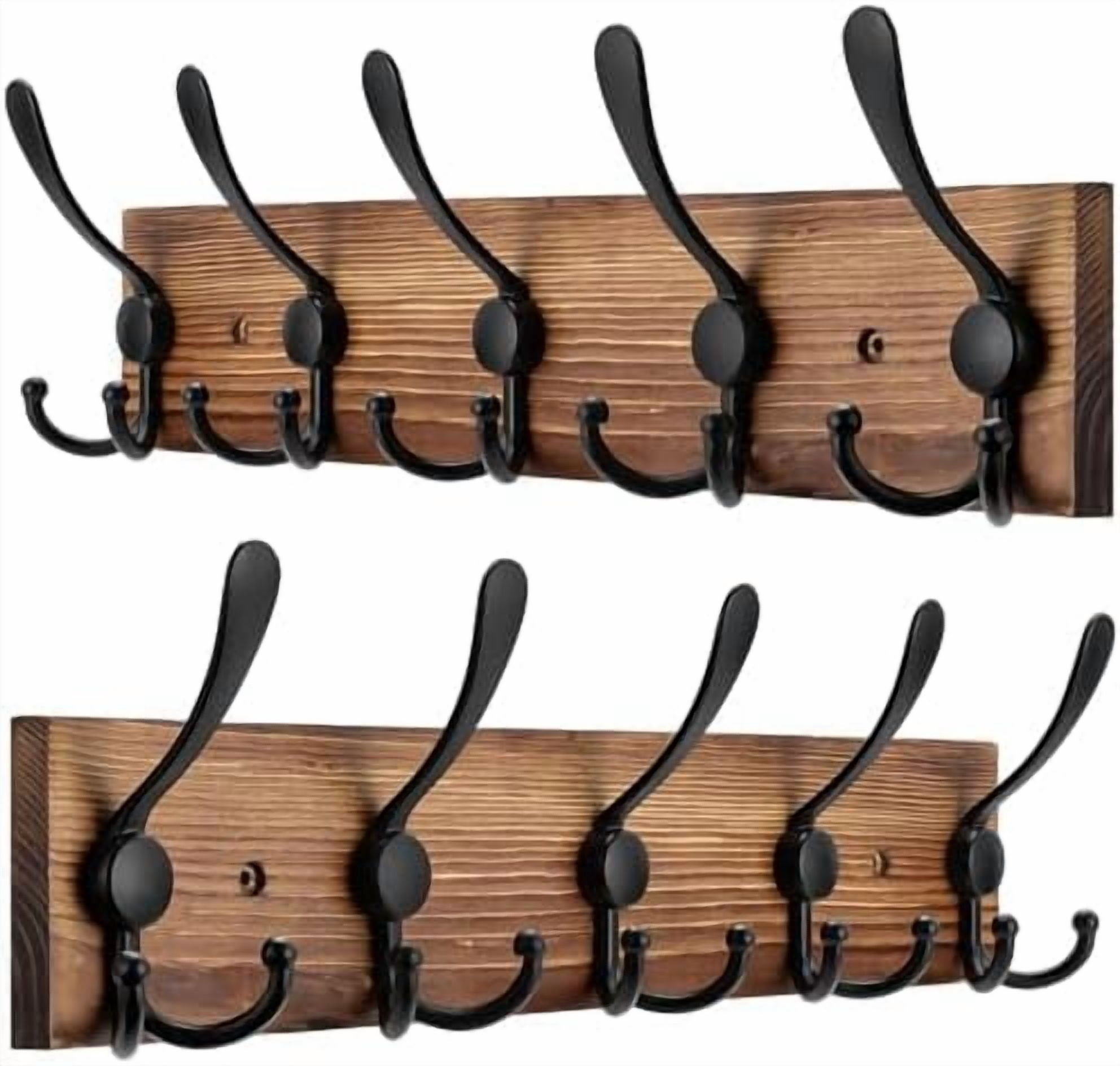 2pcs Coat Rack Wall Mount Wooden Hat Rack for Wall Hooks Pine Real Wood ...