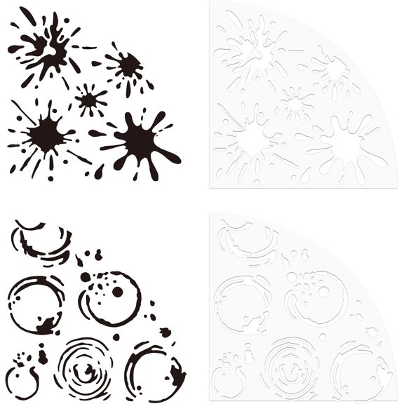 2pcs Coffee Stains Sleeve Stencils Acrylic Tie Dyeing Stencils Bleached Shirt Template Ink Acrylic Fan Clothing Printing Dyeing Reusable Splatters Stains for DIY Art Craft Wood Canvas Paper