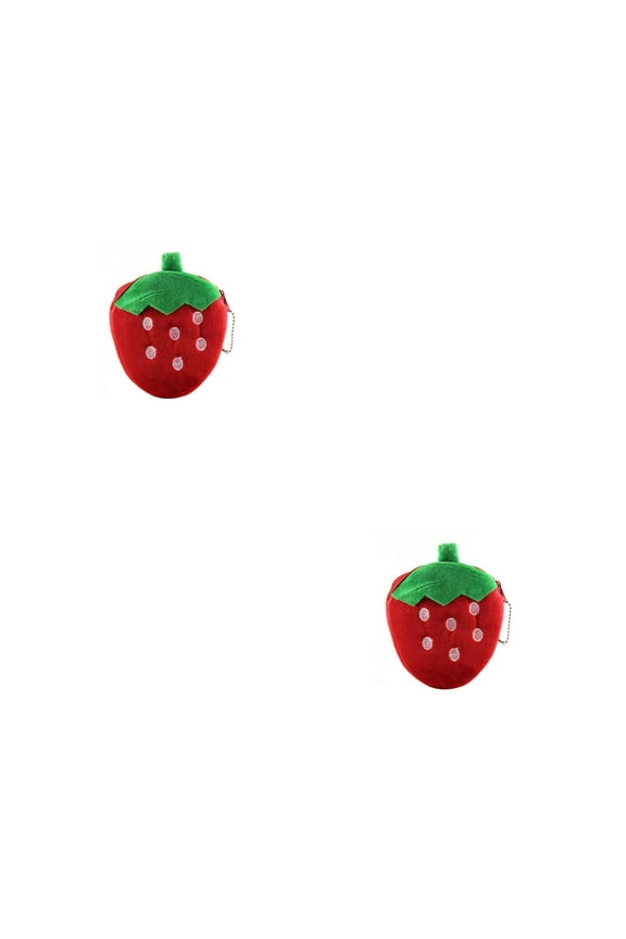 2pcs Purse Fruit Strawberry Plush Wallet Pocket Mini Pouch Purse (Red)
