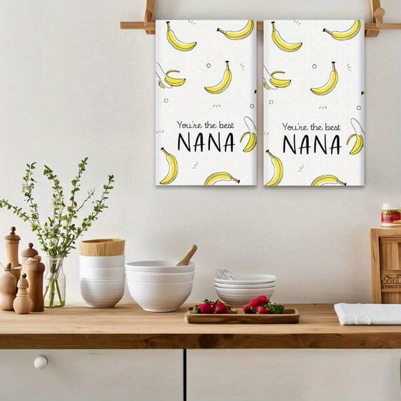 2pcs Color 11 Banana Print Kitchen Towels - Youre The Best NANA Design ...