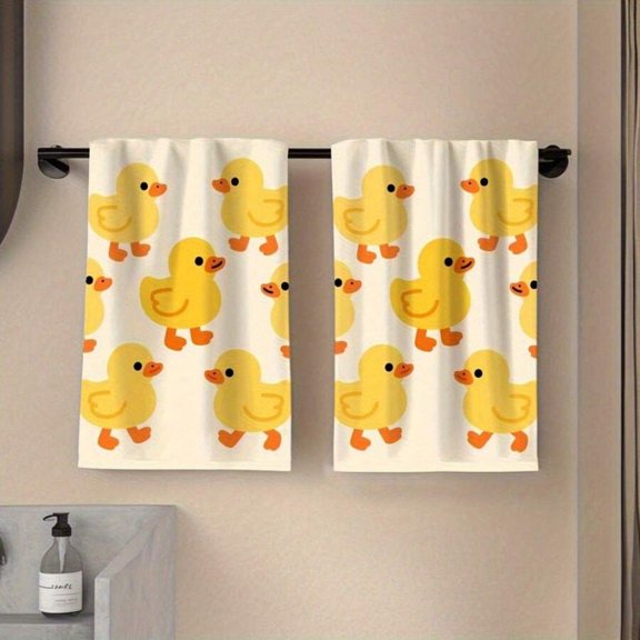 2pcs Color 3 Yellow Duck Pattern Kitchen Towels - Reusable Tea Towels For Farmhouse Decor