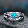 thumbnail image 1 of Womens Fashion Rings Set 2pcs Alloy Geometric Rings with Rhinestone Inlaid Artificial Gemstone European Design for Women Party Ring Jewelry, 1 of 4